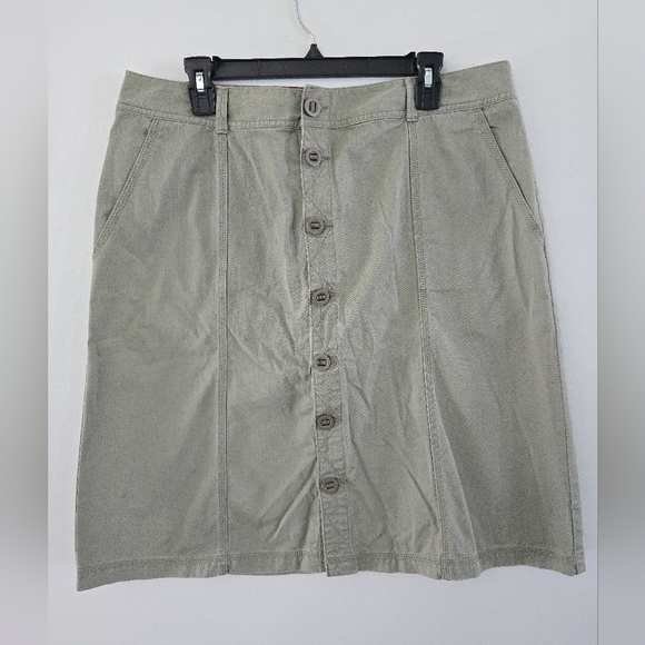 Eddie Bauer Womens Button Front Skirt Size 16 Green Knee Length Outdoor - Picture 1 of 8